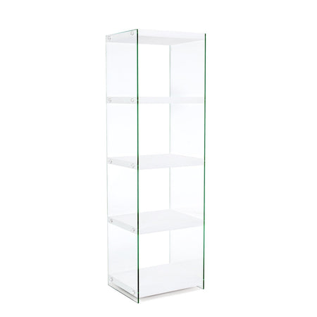 Libreria moderna "Sury Stretta" in vetro e legno di design per cameretta ed ufficio