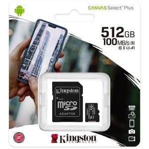Kingston technology scheda micsdxc canvas select plus 100r a1 c10 da 512gb + adattatore - KINSDCS2/512GB