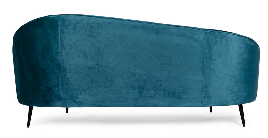 Divano in velluto Blu 2 posti "Seraphin" conchiglia con piedi neri 183 cm