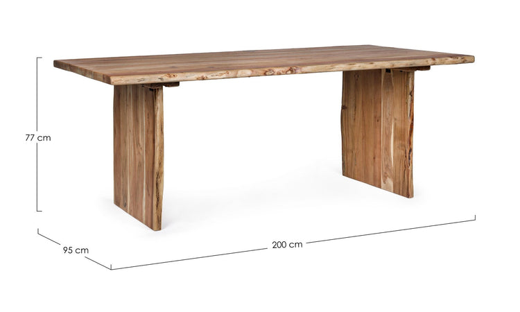 Tavolo Eneas rettangolare, con gambe, in legno di acacia da 200 x 95 cm