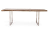 Tavolo Osbert rettangolare, con gambe in acciaio, piano in legno di acacia, stile moderno