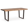Tavolo Elmer rettangolare, con gambe in acciaio, piano in legno di acacia, stile moderno