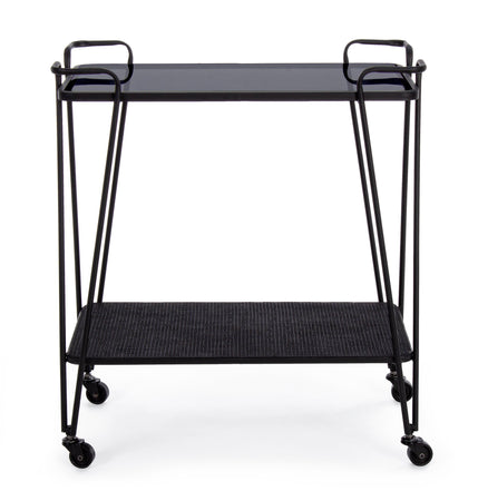 Carrello "Zaira" in acciaio piano in vetro temperato h 68 cm