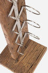 Porta bottiglie Rafter in acciaio e ganci di legno riciclato h 101 cm