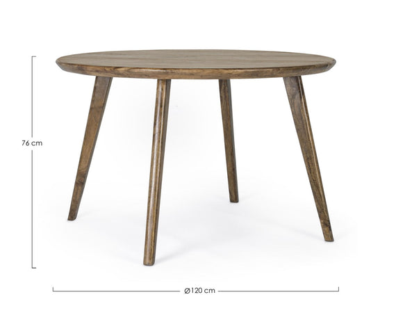 Tavolo Sylvester rotondo, con gambe, in legno di mango, stile vintage da Ø 120 cm