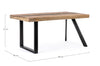 Tavolo Manchester rettangolare, con gambe in acciaio, piano in legno di mango, stile moderno