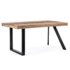 Tavolo Manchester rettangolare, con gambe in acciaio, piano in legno di mango, stile moderno
