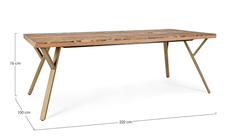 Tavolo Raida rettangolare, con gambe, in legno di acacia, stile moderno