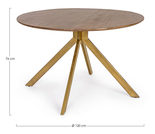 Tavolo Sherman rotondo, con gambe, in legno di mango, stile vintage da Ø 120 cm