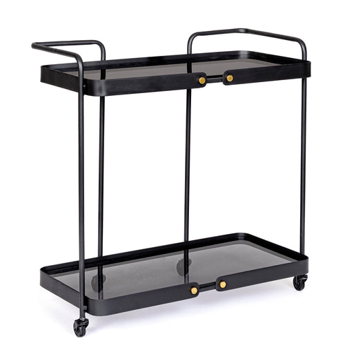 Carrello Zeina in acciaio, piano in vetro temperato