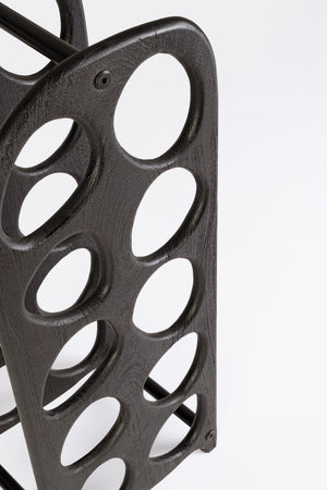 Porta bottiglie "Yukon" in legno di mango e suuporti in acciaio verniciato a polvere da assemblare h 67 cm