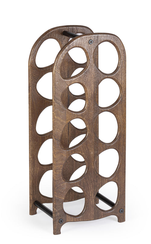 Porta bottiglie Yukon in legno di mango e suuporti in acciaio verniciato a polvere da assemblare h 67 cm