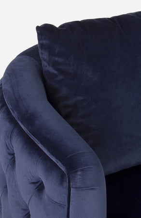 Poltrona "Tenbury" in velluto Blu tipo Chester h 80 cm arredamento per salotto moderno