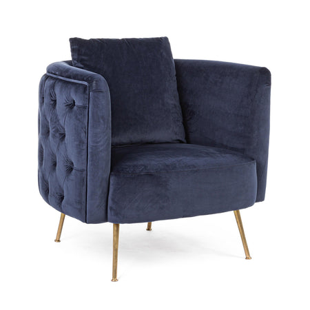 Poltrona "Tenbury" in velluto Blu tipo Chester h 80 cm arredamento per salotto moderno