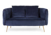 Divano in velluto Blu 2 posti Tenbury tipo Chester con piedi ottone 144 cm