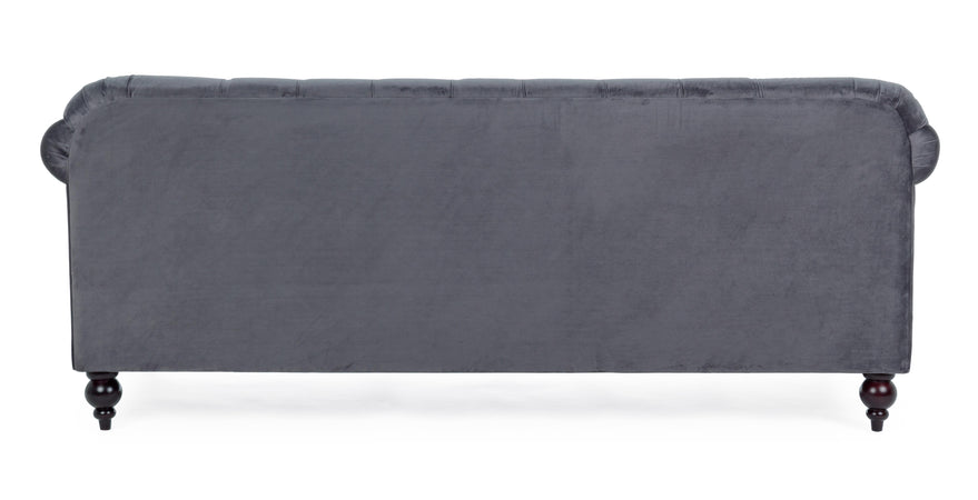 Divano in velluto 3 posti "Blossom" tipo Chester con piedi neri 193 cm
