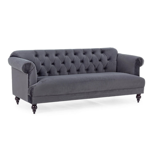 Divano in velluto 3 posti Blossom tipo Chester con piedi neri 193 cm