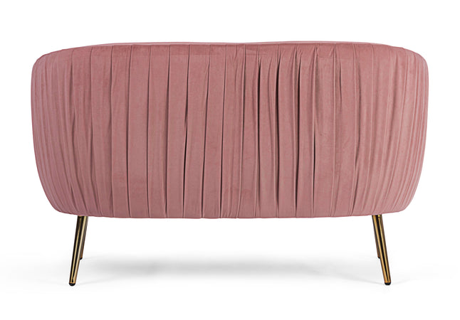 Divano in velluto Rosa antico 2 posti "Linsay" con piedi ottone 129 cm