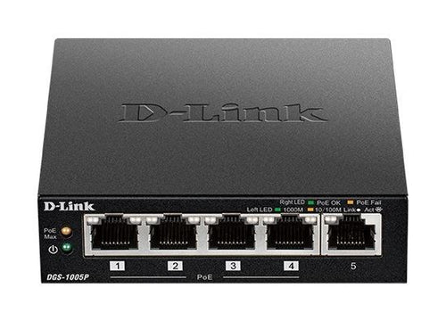 D-link dgs-1005p/e switch di rete non gestito gigabit ethernet (10/100/1000) supporto power over ethernet (poe) nero