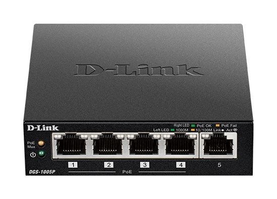 D-link dgs-1005p/e switch di rete non gestito gigabit ethernet (10/100/1000) supporto power over ethernet (poe) nero