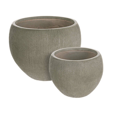 Vasi in fibra di vetro Brush per fiori e piante da esterno set da 2