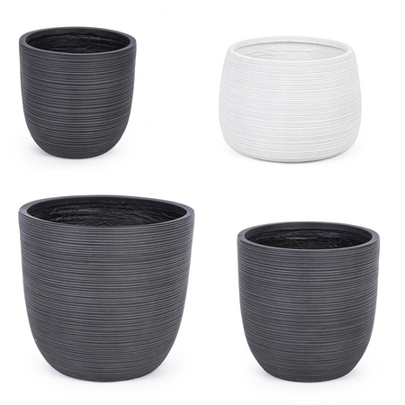 Set di balconiere vasi da giardino balcone esterno per piante antracite Stripes