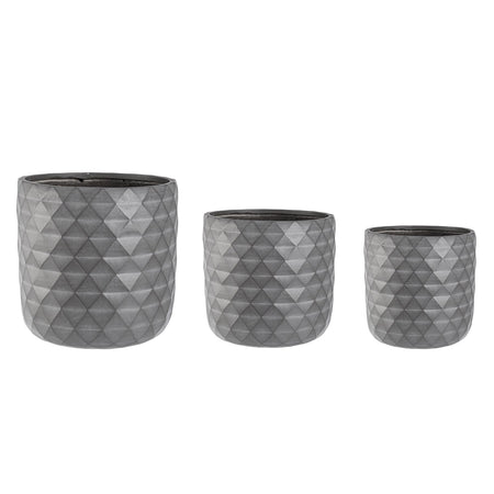 Set 3 vasi tondi "Pyramid To" da esterno per piante e fiori in fibra di vetro