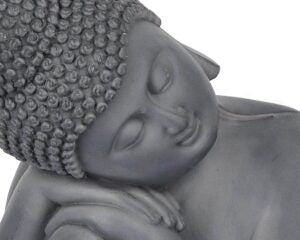 Statuetta di Buddha pensante "Pattaya" in Fibra di Vetro e Argilla, decorazione per uso esterno