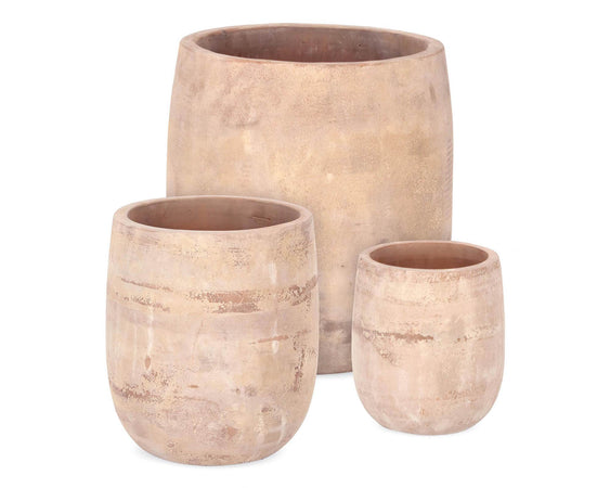 Vasi in terracotta "Minh" per fiori e piante da esterno set da 3