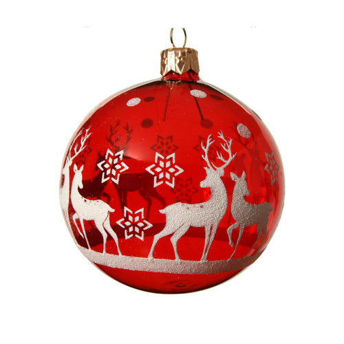 Palline per albero di Natale in vetro rosso trasparente decorazione natalizia, 6 pezzi