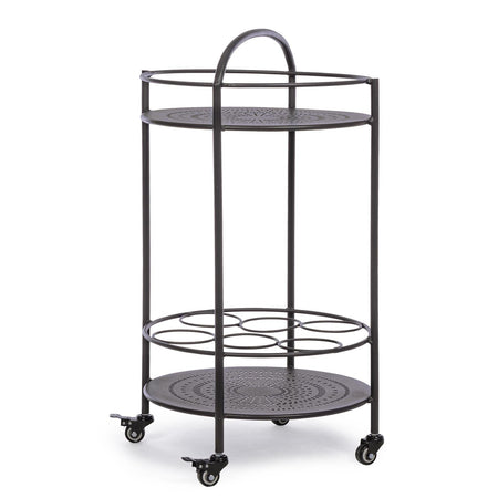 Carrello portatile "Burton" porta bottiglie e calici da vino h 81 cm