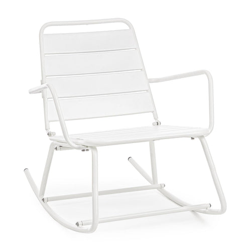 Poltrona a dondolo Lillian in acciaio trattato per esterno, arredamento per salotto moderno