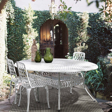 Tavolo ovale "Ivrea" in alluminio da esterno per giardino e veranda 200 x 152 cm