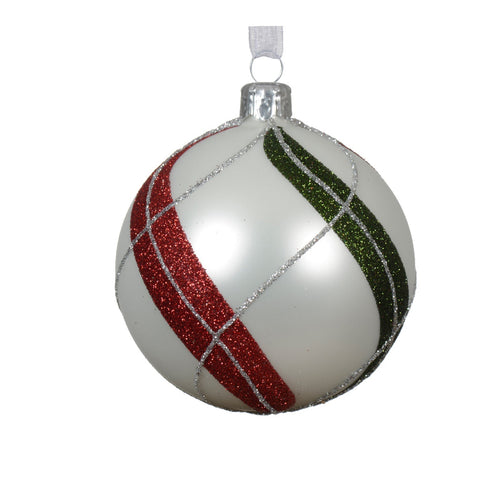 Palline per albero di Natale in vetro bianco da 8 cm, confezione da 6 pezzi