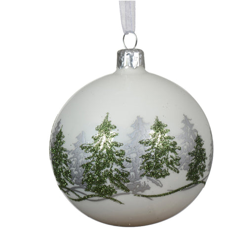 Palline per albero di Natale in vetro bianco da 8 cm, confezione da 6 pezzi