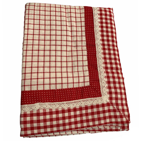Tovaglia Carlotta fantasia scozzese 140x240 in 100% cotone per tavola da interno ed esterno