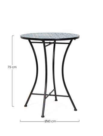 Tavolo rotondo "Samos" in acciaio e ceramica per esterno da 60 cm