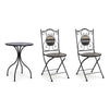 Set Tavolino tondo con 2 sedie in acciaio per giardino e bar da esterno