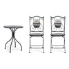 Set Tavolino tondo con 2 sedie in acciaio per giardino e bar da esterno