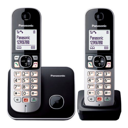 Cordless Panasonic KX TG6852JTB Twin Dect Silver e Black