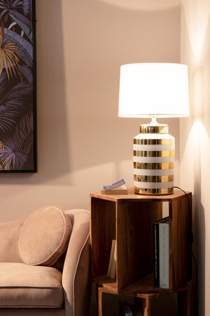 Lampada da tavolo "Honey" in porcellana e poliestere h 63 cm