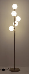 Piantana Balls 5 luci oro in acciaio e vetro h 156 cm