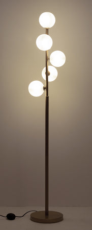 Piantana "Balls" 5 luci oro in acciaio e vetro h 156 cm