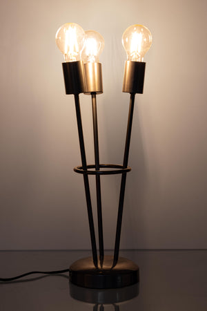 Lampada da tavolo "Fiaccola" a 3 luci in acciaio