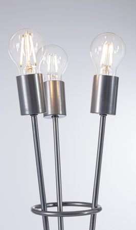 Lampada da tavolo "Fiaccola" a 3 luci in acciaio