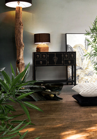 Lampada da tavolo "Lumen" in legno di teak riciclato h 40 cm