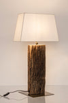 Lampada da tavolo hugo bianco in legno di teak riciclato h 85 cm