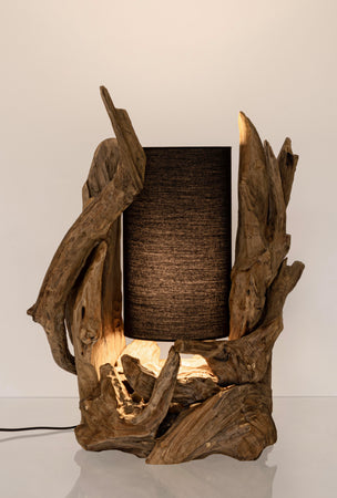Lampada da Tavolo "Bion" in legno di teak riciclato h 70 cm