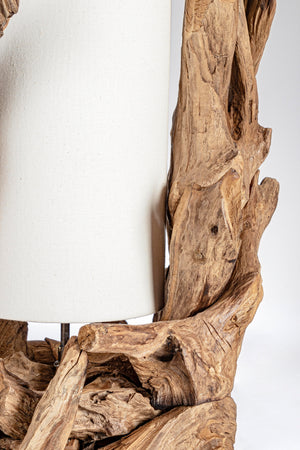 Lampada da Tavolo "Bion" in legno di teak riciclato h 70 cm