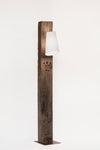 Piantana cocoon ottone-bianco in legno di teak riciclato h 200